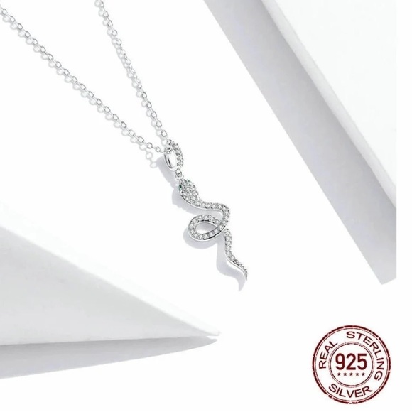 Sterling Silver Platinum Plated Necklace and Adjustable Ring - Picture 2 of 10